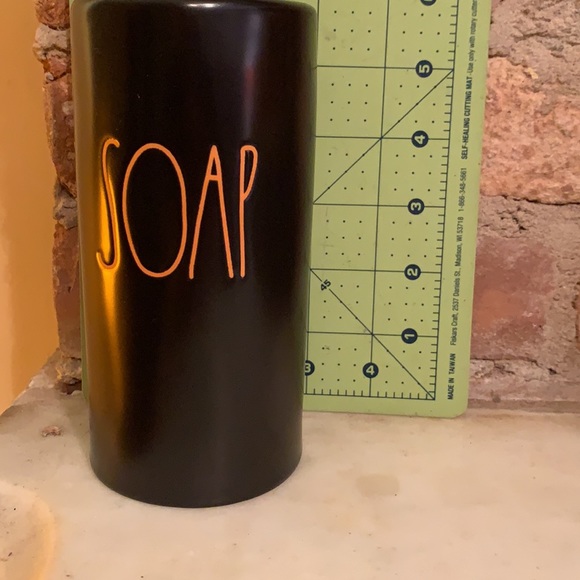 RAE DUNN "SOAP" Halloween dispenser black w orange letters NWT - Picture 4 of 4